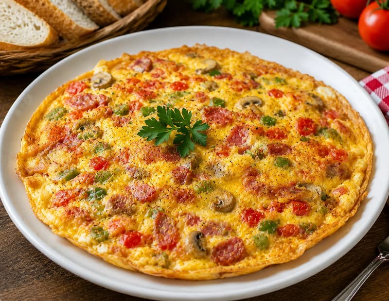 Kaşarlı mantarlı omlet